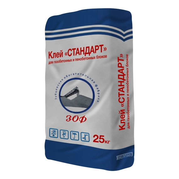 Клей для пеноблоков "Стандарт" 25кг. г.Зубцов